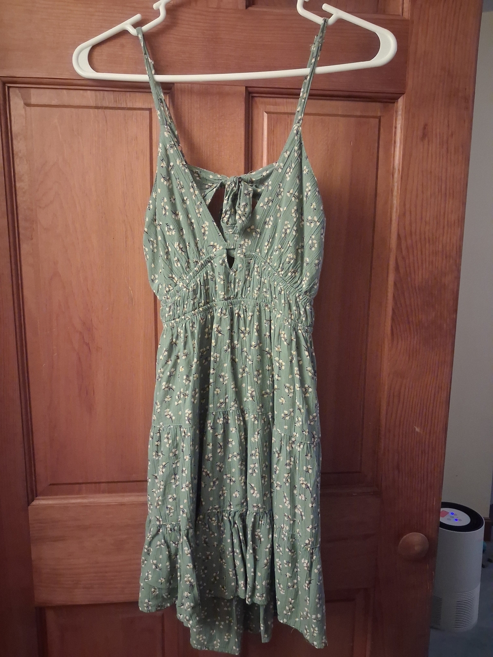 Angie Green Floral Tie-Back Dress